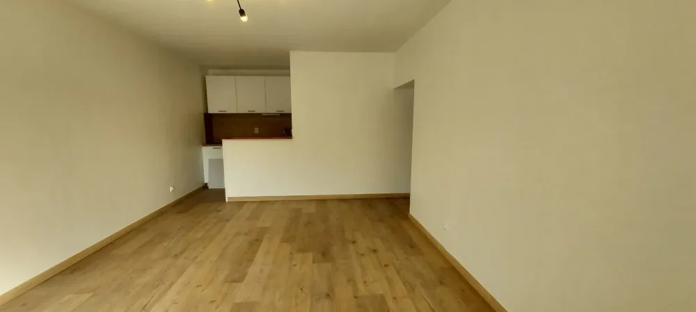 Parquet d'un salon avec separation petite cuisine